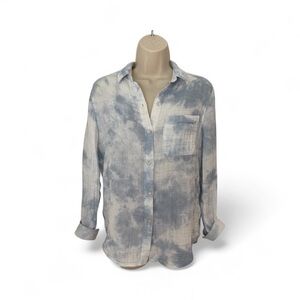 RAILS Women’s Blue & White Clouds Tie-Dye Button Up Shirt-XS Boho Weekend Fun